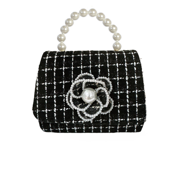 Lovely Pearl Flower Flap Bag with Pearl Handle