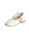 White Baby Girls Patent Leather Flats with a Double Rhinestone Strap
