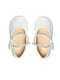 White Baby Girls Patent Leather Flats with a Double Rhinestone Strap