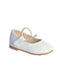 White Baby Girls Patent Leather Flats with a Double Rhinestone Strap