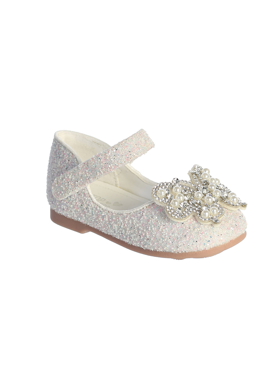 Pink Baby Girls Glitter Butterfly Shoe with Velcro Strap