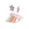 Glittery iridescent Visor with Two Glittery Stars and Shimmery Tulle Accent