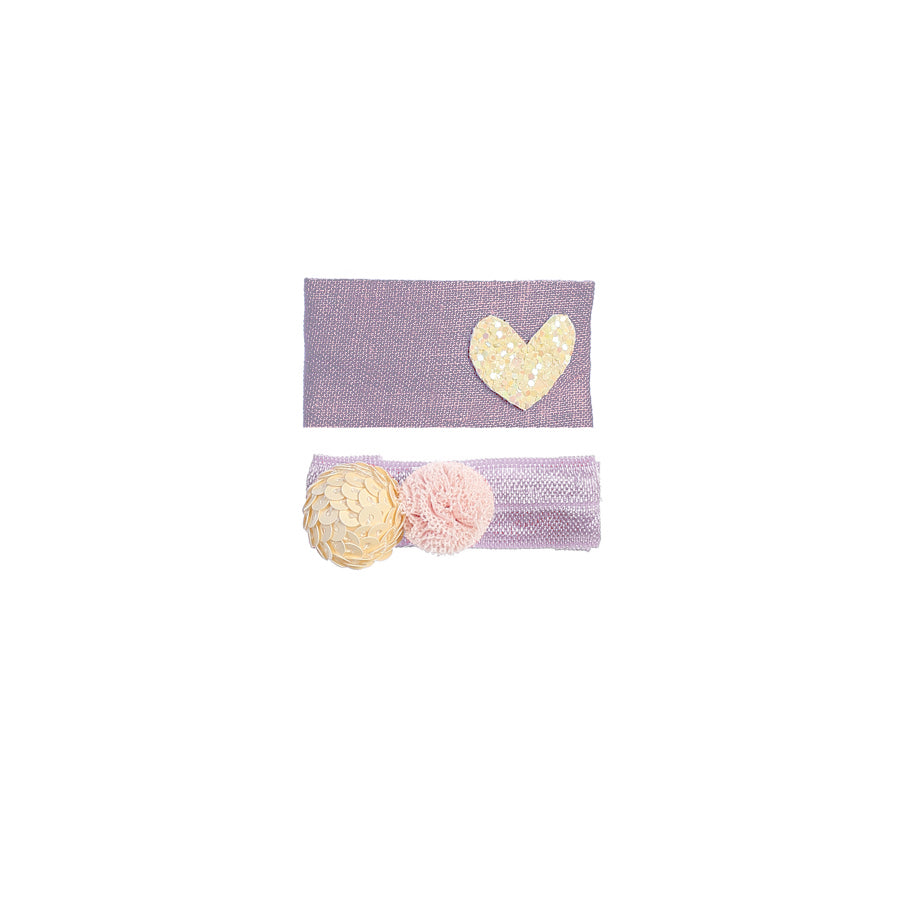Purple Heart & Pom Pom 2 Clip Set