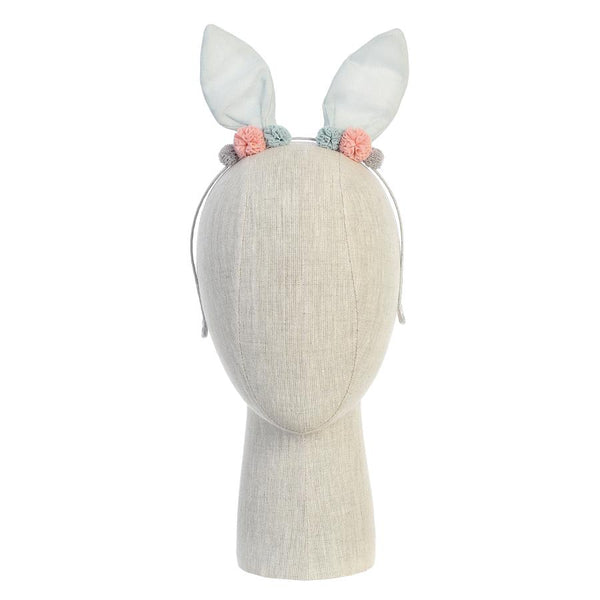 Aqua Bunny Ear Pom Pom Hairband