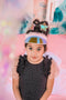 Glittery iridescent Visor with Two Glittery Stars and Shimmery Tulle Accent