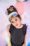 Glittery iridescent Visor with Two Glittery Stars and Shimmery Tulle Accent