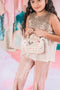 NUDE TWEED PURSE WITH PEARL HANDLE