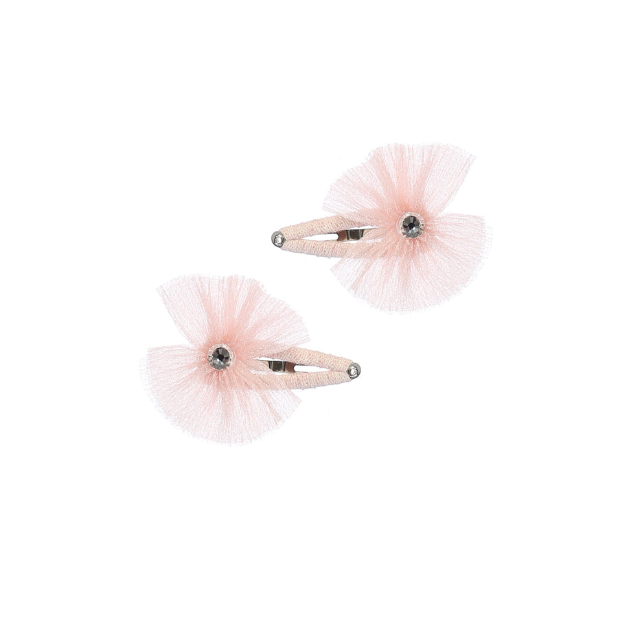 Blush Tulle Bow Hair Clip Set