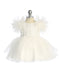 Red Baby Girls Mesh and Glitter Lace Bodice Dress with Fluffy Sleeves