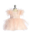 Red Baby Girls Mesh and Glitter Lace Bodice Dress with Fluffy Sleeves
