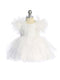 Red Baby Girls Mesh and Glitter Lace Bodice Dress with Fluffy Sleeves
