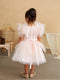 Red Girls Mesh and Glitter Lace Bodice Dress with Fluffy Sleeves
