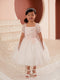 Ivory Girls Floral Embroidered Bodice with Puff Sleeves