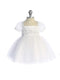 Ivory Baby Girls Floral Embroidered Bodice with Puff Sleeves