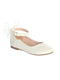 Ivory Girls Matte Flats with a Large Organza Bow Accent