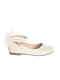 Ivory Girls Matte Flats with a Large Organza Bow Accent