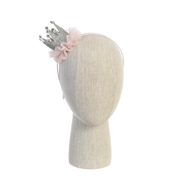 Glittery Gold Lace Crown with Tulle Trim Headband