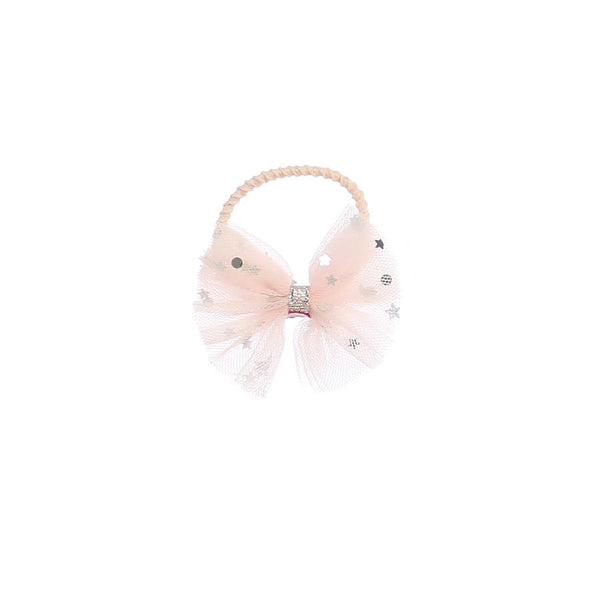 Blush Star Layered Tulle Elastic Hair Tie