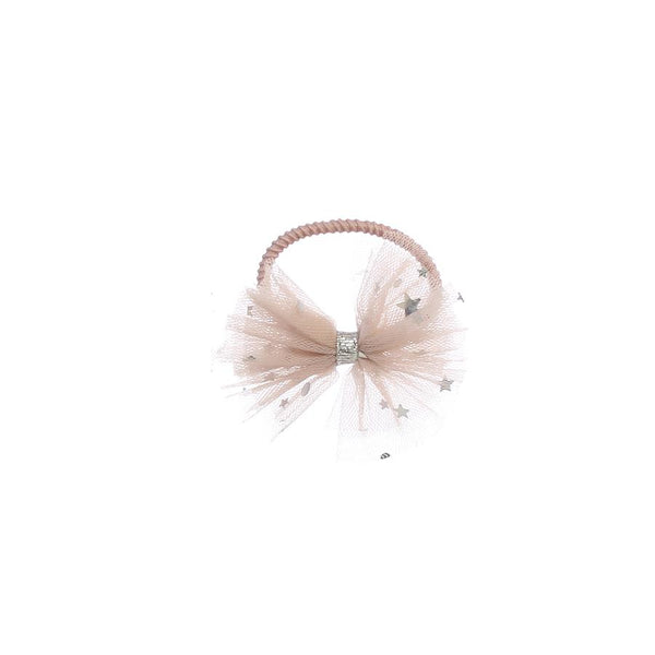 Taupe Star Layered Tulle Elastic Hair Tie