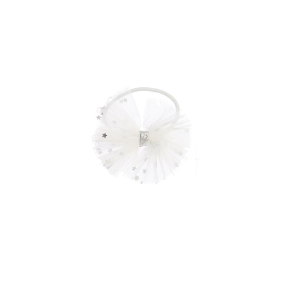 White Star Layered Tulle Elastic Hair Tie