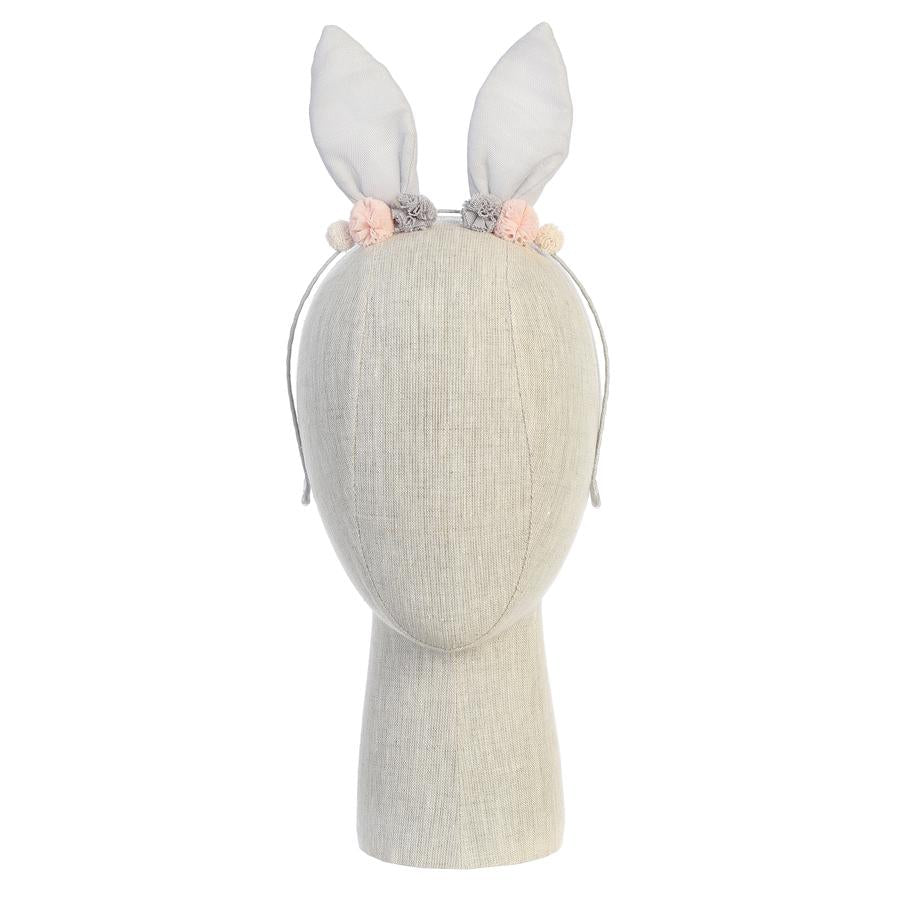 Gray Bunny Ear Pom Pom Hairband