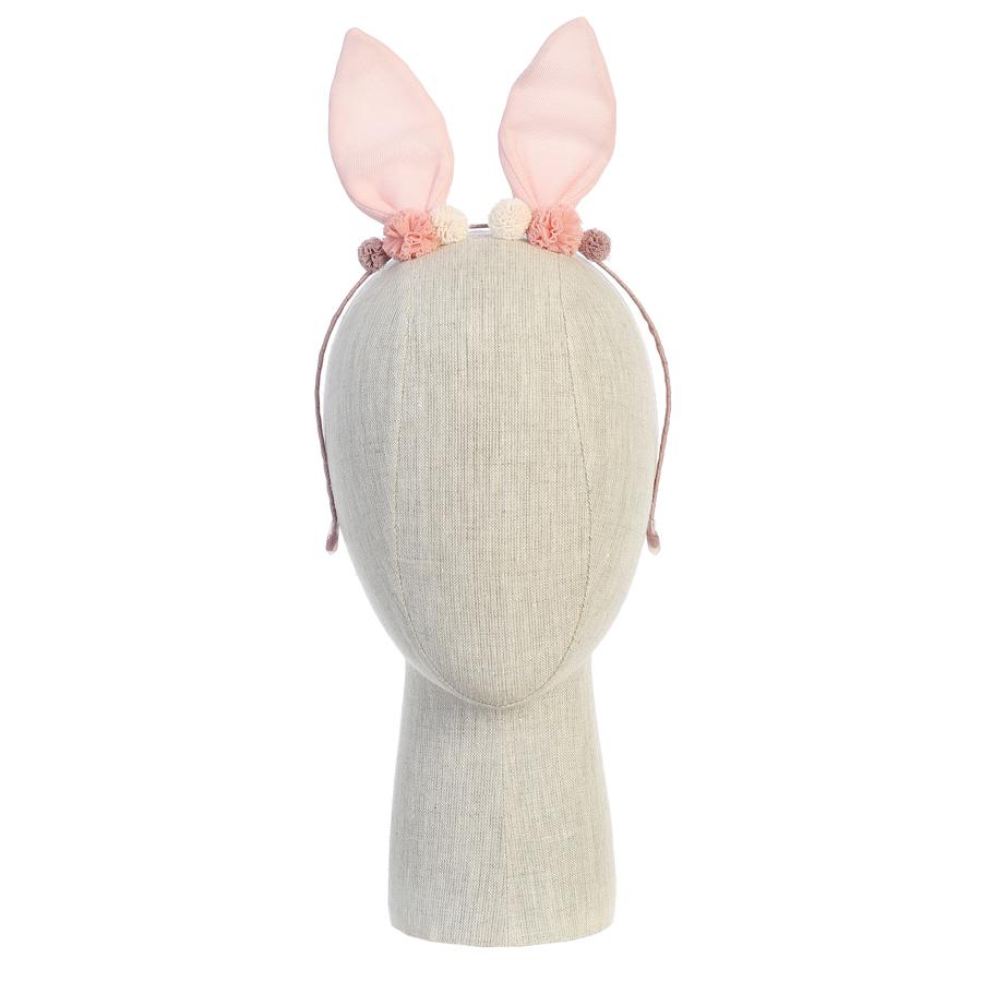 Pink Bunny Ear Pom Pom Hairband