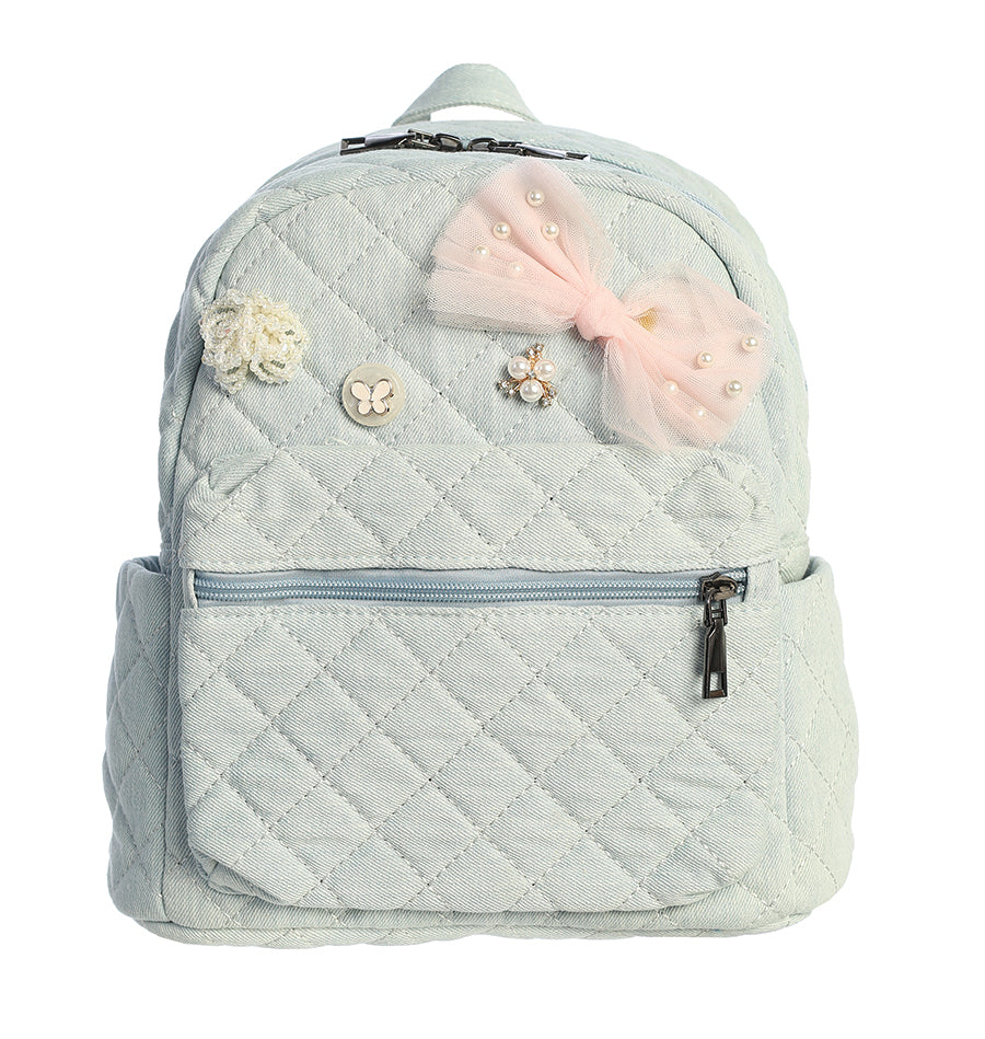 Denim Mini Backpack with Adorable Charms