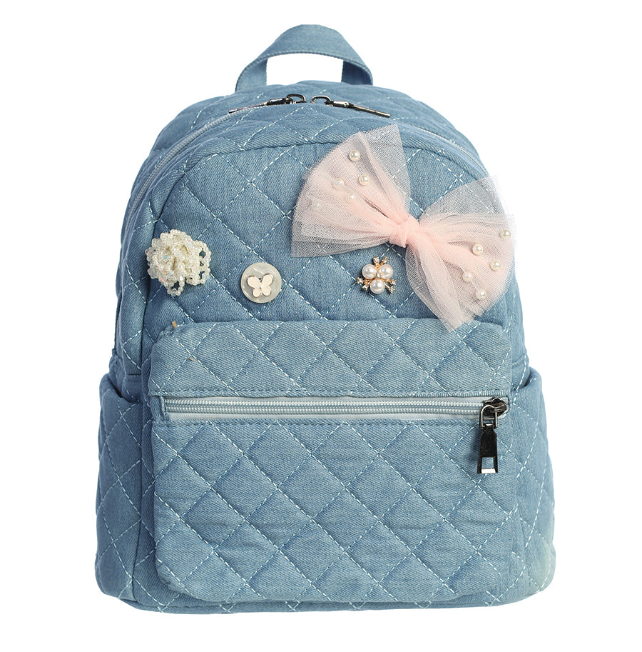 Denim Mini Backpack with Adorable Charms