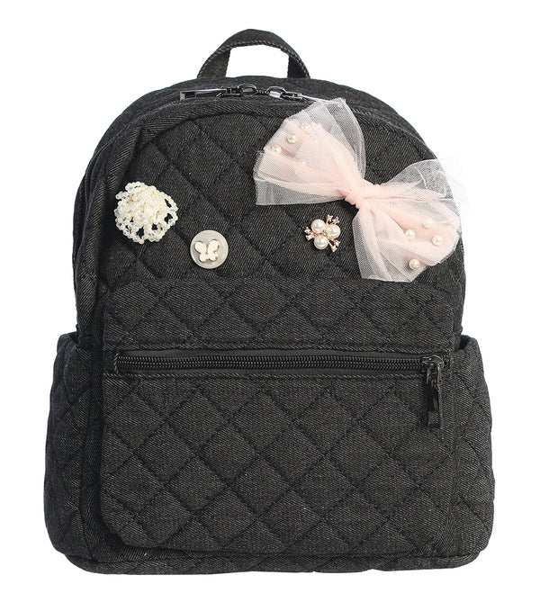 Denim Mini Backpack with Adorable Charms